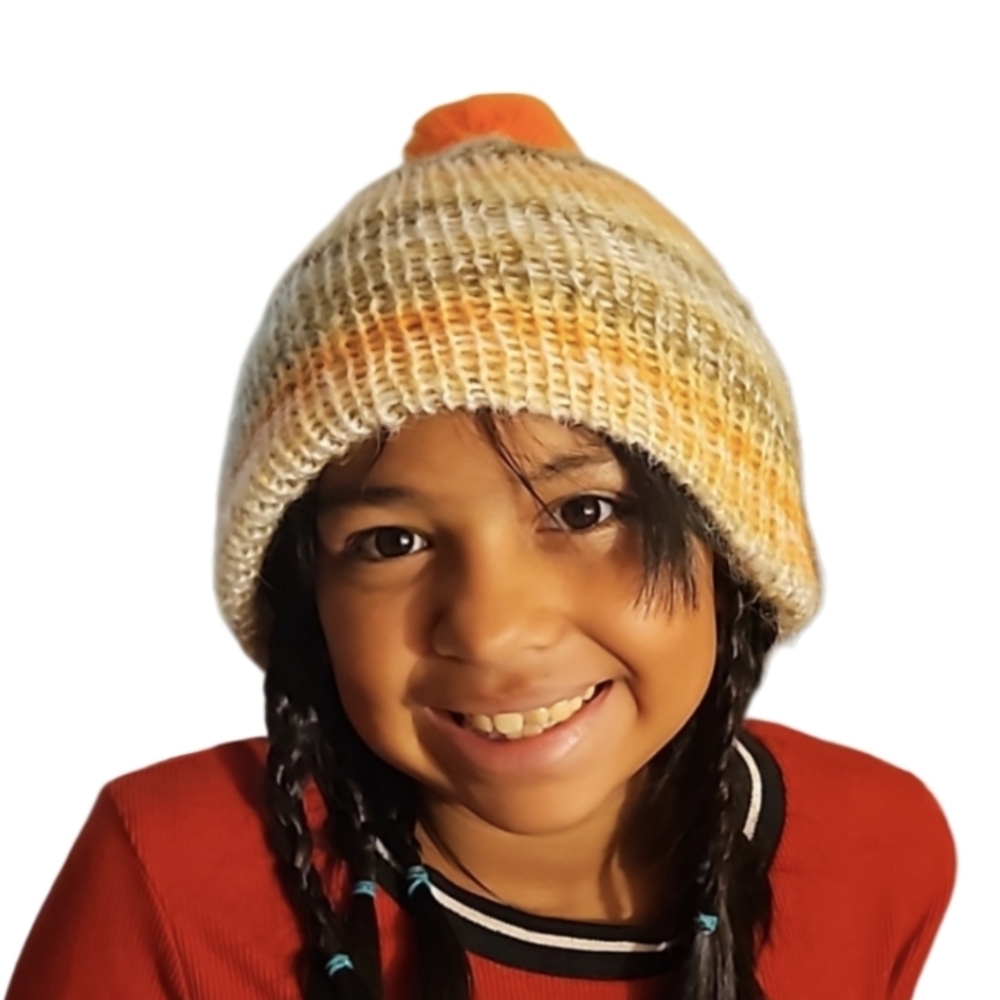 Stay Cozy and Stylish This Winter with Our Handmade Crochet Orange Pom Pom Beani